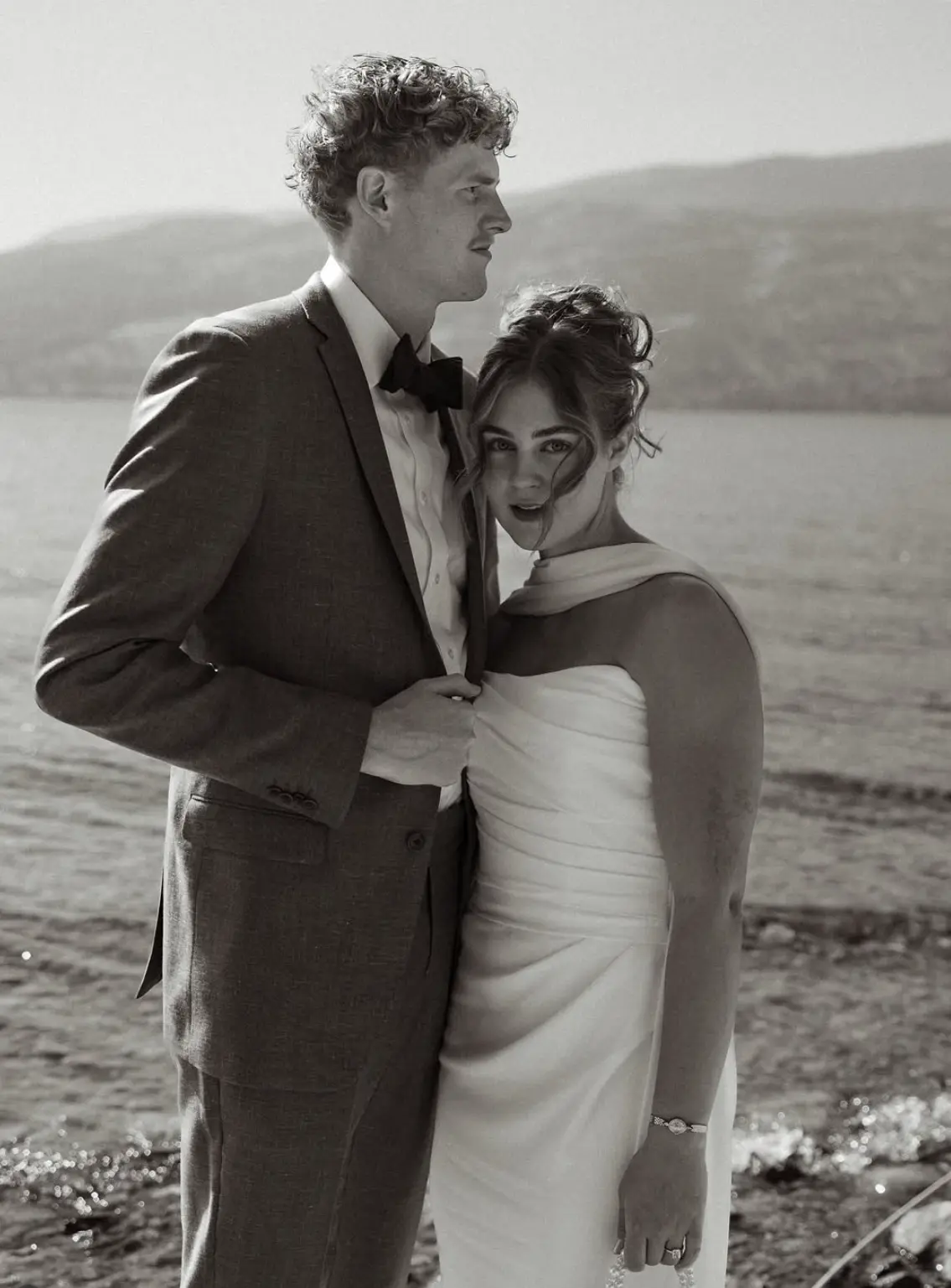 A bride on her wedding day above the Okanagan valley in British Columbia